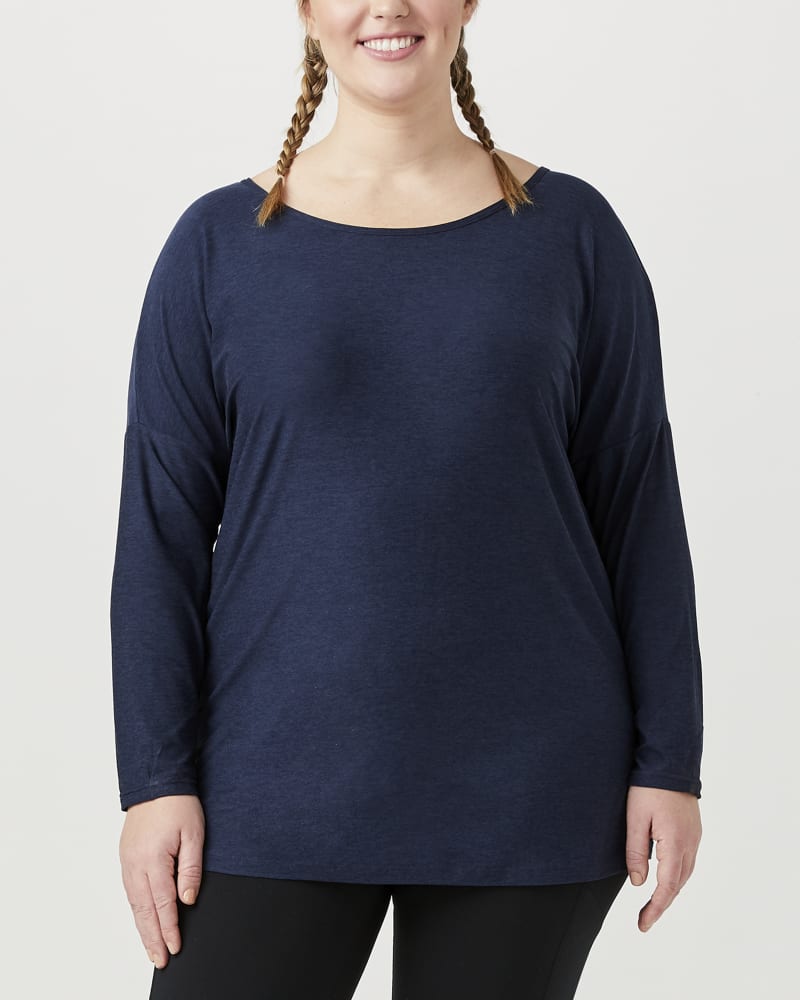 Front of plus size Aster Long-Sleeve Tee by Beyond Yoga | Dia&Co | dia_product_style_image_id:153118